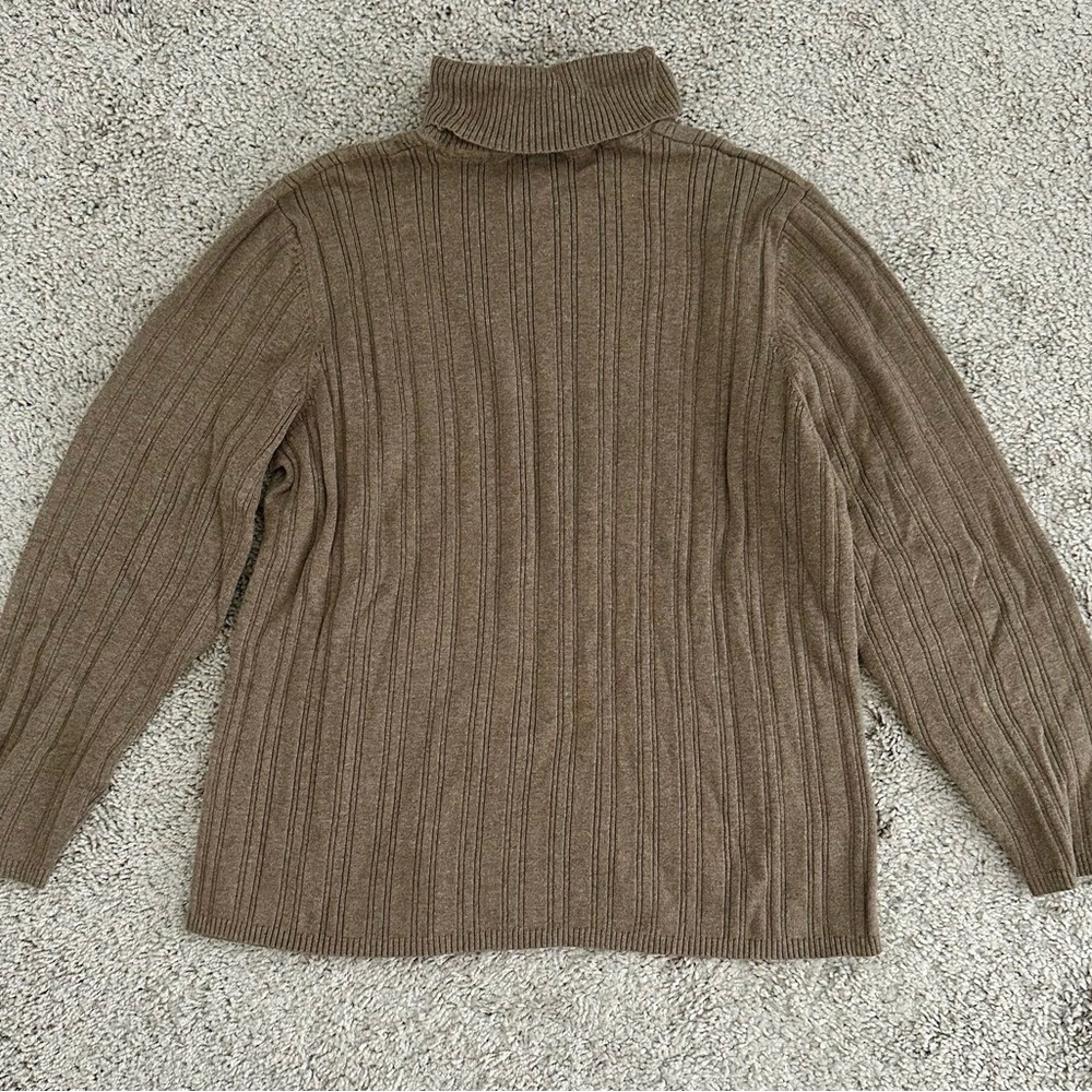 Talbots Women’s Taupe Ribbed Knit Turtleneck Sweater
